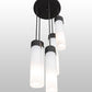 Meyda Lighting Cilindro 16" 5-Light Solar Black Cascading Pendant Light With White Statuario Idalight Shade
