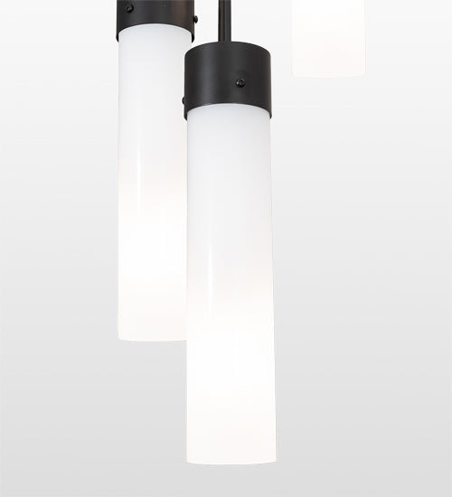 Meyda Lighting Cilindro 16" 5-Light Solar Black Cascading Pendant Light With White Statuario Idalight Shade