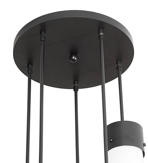 Meyda Lighting Cilindro 16" 5-Light Solar Black Cascading Pendant Light With White Statuario Idalight Shade