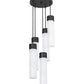 Meyda Lighting Cilindro 16" 5-Light Solar Black Cascading Pendant Light With White Statuario Idalight Shade