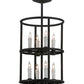 Meyda Lighting Cilindro 16" 8-Light Costello Black Air Pendant Light With White Faux Candlelight