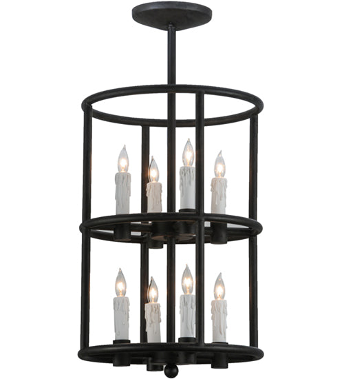 Meyda Lighting Cilindro 16" 8-Light Costello Black Air Pendant Light With White Faux Candlelight
