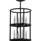 Meyda Lighting Cilindro 16" 8-Light Costello Black Air Pendant Light With White Faux Candlelight