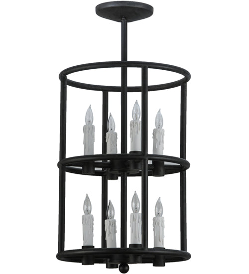 Meyda Lighting Cilindro 16" 8-Light Costello Black Air Pendant Light With White Faux Candlelight