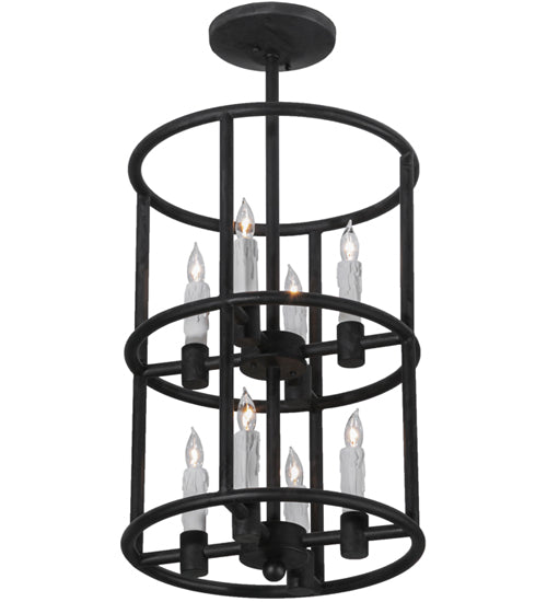 Meyda Lighting Cilindro 16" 8-Light Costello Black Air Pendant Light With White Faux Candlelight
