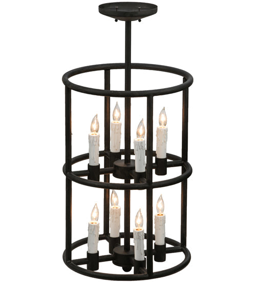 Meyda Lighting Cilindro 16" 8-Light Costello Black Air Pendant Light With White Faux Candlelight
