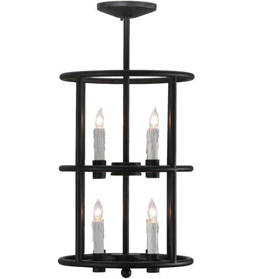 Meyda Lighting Cilindro 16" 8-Light Costello Black Air Pendant Light With White Faux Candlelight