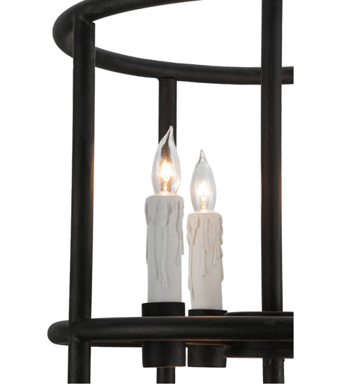 Meyda Lighting Cilindro 16" 8-Light Costello Black Air Pendant Light With White Faux Candlelight