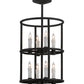 Meyda Lighting Cilindro 16" 8-Light Costello Black Air Pendant Light With White Faux Candlelight