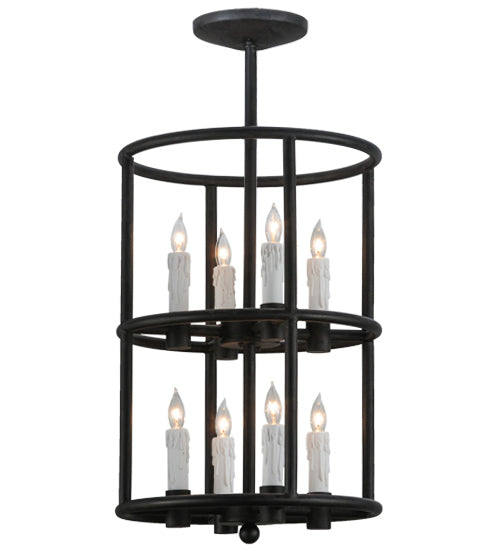 Meyda Lighting Cilindro 16" 8-Light Costello Black Air Pendant Light With White Faux Candlelight