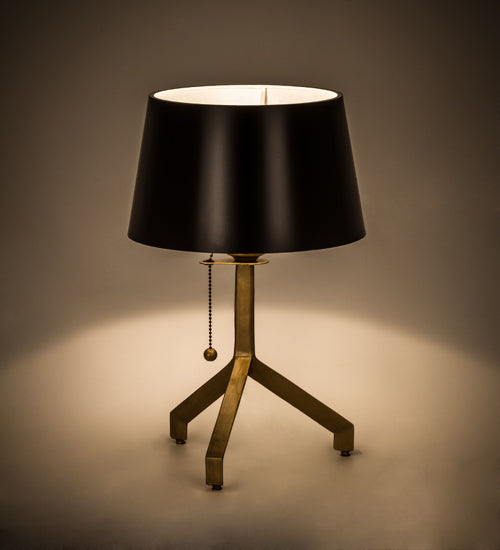 Meyda Lighting Cilindro 16" Antique Brass Sofisticato Table Lamp With Satin Black Shade