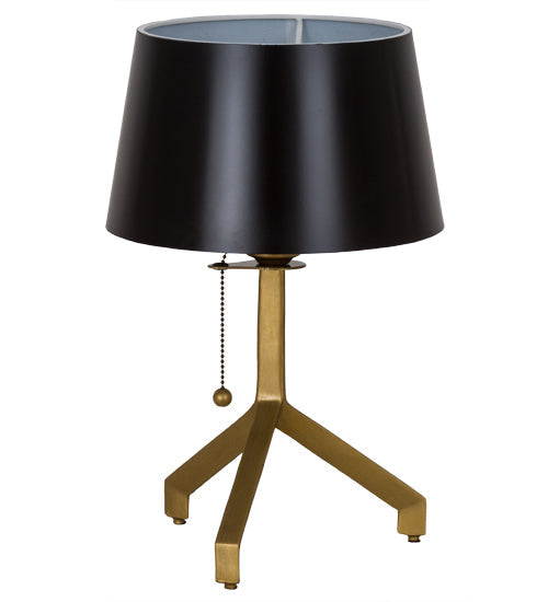 Meyda Lighting Cilindro 16" Antique Brass Sofisticato Table Lamp With Satin Black Shade