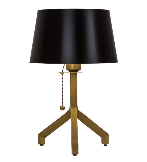 Meyda Lighting Cilindro 16" Antique Brass Sofisticato Table Lamp With Satin Black Shade