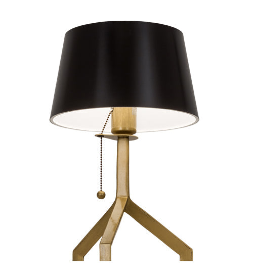 Meyda Lighting Cilindro 16" Antique Brass Sofisticato Table Lamp With Satin Black Shade