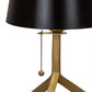 Meyda Lighting Cilindro 16" Antique Brass Sofisticato Table Lamp With Satin Black Shade