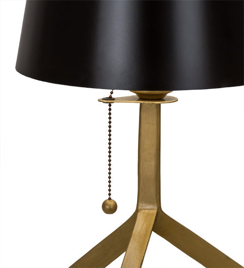 Meyda Lighting Cilindro 16" Antique Brass Sofisticato Table Lamp With Satin Black Shade