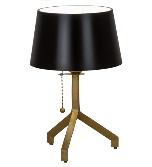 Meyda Lighting Cilindro 16" Antique Brass Sofisticato Table Lamp With Satin Black Shade