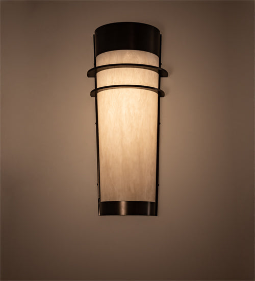 Meyda Lighting Cilindro 16" Exterior Oil Rubbed Bronze Cityplace Wall Sconce With Beige Fleshtone Idalight Shade