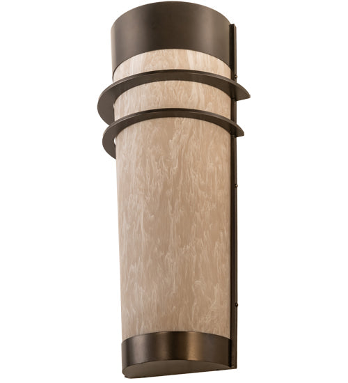 Meyda Lighting Cilindro 16" Exterior Oil Rubbed Bronze Cityplace Wall Sconce With Beige Fleshtone Idalight Shade