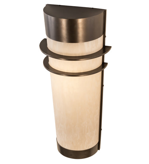Meyda Lighting Cilindro 16" Exterior Oil Rubbed Bronze Cityplace Wall Sconce With Beige Fleshtone Idalight Shade