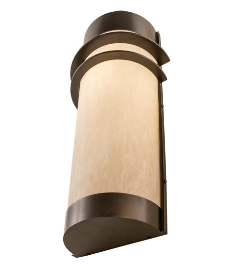 Meyda Lighting Cilindro 16" Exterior Oil Rubbed Bronze Cityplace Wall Sconce With Beige Fleshtone Idalight Shade