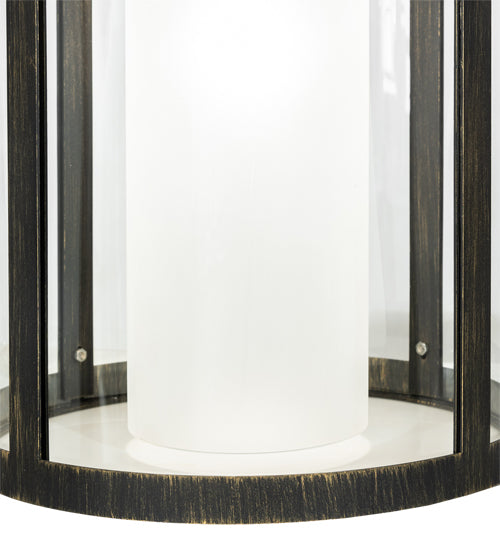 Meyda Lighting Cilindro 16" Gold Flemish Campbell Pendant Light With Clear & Frosted Shade Glass
