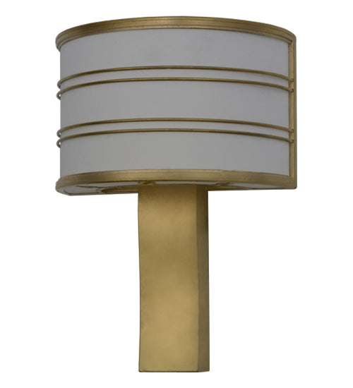 Meyda Lighting Cilindro 16" Gold Leaf Touro Wall Sconce With White Linen Textrene Shade