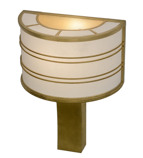 Meyda Lighting Cilindro 16" Gold Leaf Touro Wall Sconce With White Linen Textrene Shade