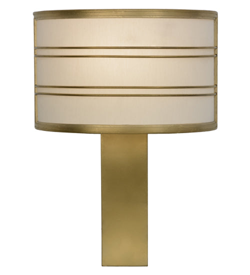 Meyda Lighting Cilindro 16" Gold Leaf Touro Wall Sconce With White Linen Textrene Shade