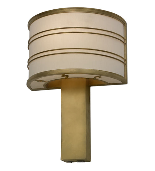 Meyda Lighting Cilindro 16" Gold Leaf Touro Wall Sconce With White Linen Textrene Shade