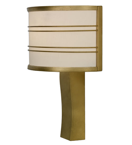 Meyda Lighting Cilindro 16" Gold Leaf Touro Wall Sconce With White Linen Textrene Shade