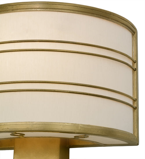 Meyda Lighting Cilindro 16" Gold Leaf Touro Wall Sconce With White Linen Textrene Shade