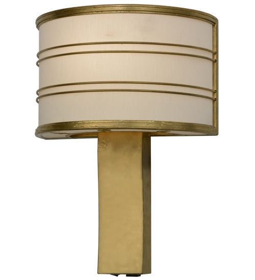 Meyda Lighting Cilindro 16" Gold Leaf Touro Wall Sconce With White Linen Textrene Shade