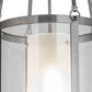 Meyda Lighting Cilindro 16" Silver Steel Campbell Pendant Light With Clear & Frosted Shade Glass