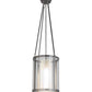 Meyda Lighting Cilindro 16" Silver Steel Campbell Pendant Light With Clear & Frosted Shade Glass