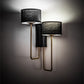 Meyda Lighting Cilindro 17" 2-Light Textured Black & Champagne Metallic Duet Wall Sconce With Black Textrene & Statuario Idalight Shade