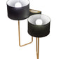 Meyda Lighting Cilindro 17" 2-Light Textured Black & Champagne Metallic Duet Wall Sconce With Black Textrene & Statuario Idalight Shade