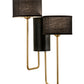 Meyda Lighting Cilindro 17" 2-Light Textured Black & Champagne Metallic Duet Wall Sconce With Black Textrene & Statuario Idalight Shade