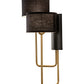 Meyda Lighting Cilindro 17" 2-Light Textured Black & Champagne Metallic Duet Wall Sconce With Black Textrene & Statuario Idalight Shade