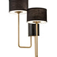 Meyda Lighting Cilindro 17" 2-Light Textured Black & Champagne Metallic Duet Wall Sconce With Black Textrene & Statuario Idalight Shade