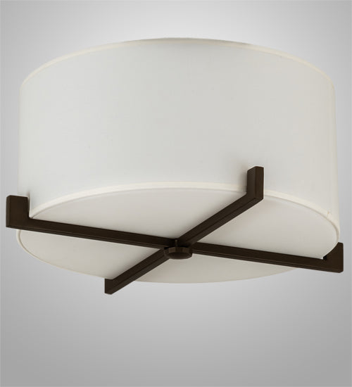 Meyda Lighting Cilindro 17" Brown Metalic Structure Flush Mount Light With Statuario Frosted Idalight Shade