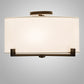 Meyda Lighting Cilindro 17" Brown Metalic Structure Flush Mount Light With Statuario Frosted Idalight Shade