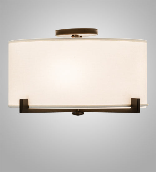 Meyda Lighting Cilindro 17" Brown Metalic Structure Flush Mount Light With Statuario Frosted Idalight Shade