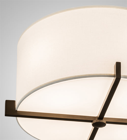 Meyda Lighting Cilindro 17" Brown Metalic Structure Flush Mount Light With Statuario Frosted Idalight Shade