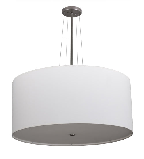 Meyda Lighting Cilindro 171176 36" 6-Light Nickel Pendant Light With White Textrene Shade