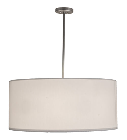 Meyda Lighting Cilindro 171176 36" 6-Light Nickel Pendant Light With White Textrene Shade