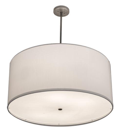 Meyda Lighting Cilindro 171176 36" 6-Light Nickel Pendant Light With White Textrene Shade