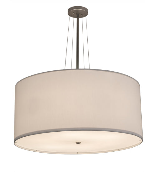 Meyda Lighting Cilindro 171176 36" 6-Light Nickel Pendant Light With White Textrene Shade