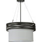 Meyda Lighting Cilindro 18" 2-Light Oil Rubbed Bronze Complex Pendant Light With White Textrene Shade