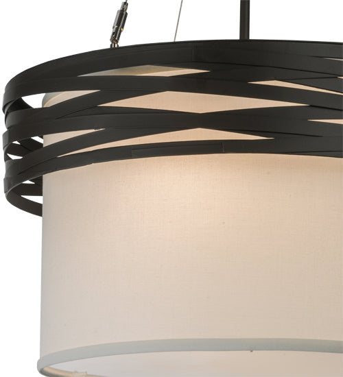 Meyda Lighting Cilindro 18" 2-Light Oil Rubbed Bronze Complex Pendant Light With White Textrene Shade